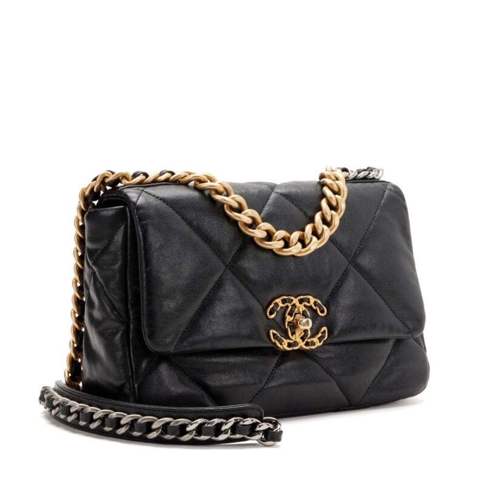 Chanel Black Quilted Lambskin 19 Flap Gold and Ruthenium Hardware, 2022